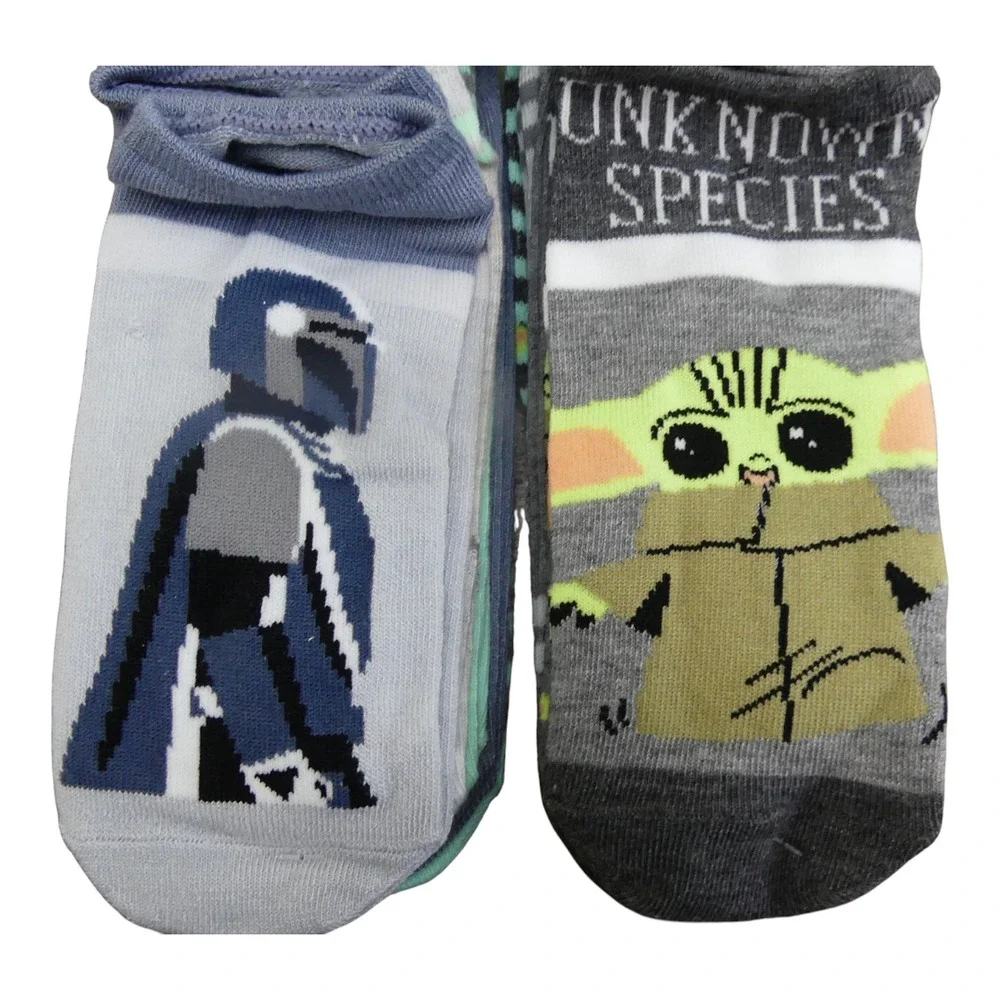 Star Wars No-Show Socks Kids 4-10 Grey New Mandalorian Grogu 10 Pairs